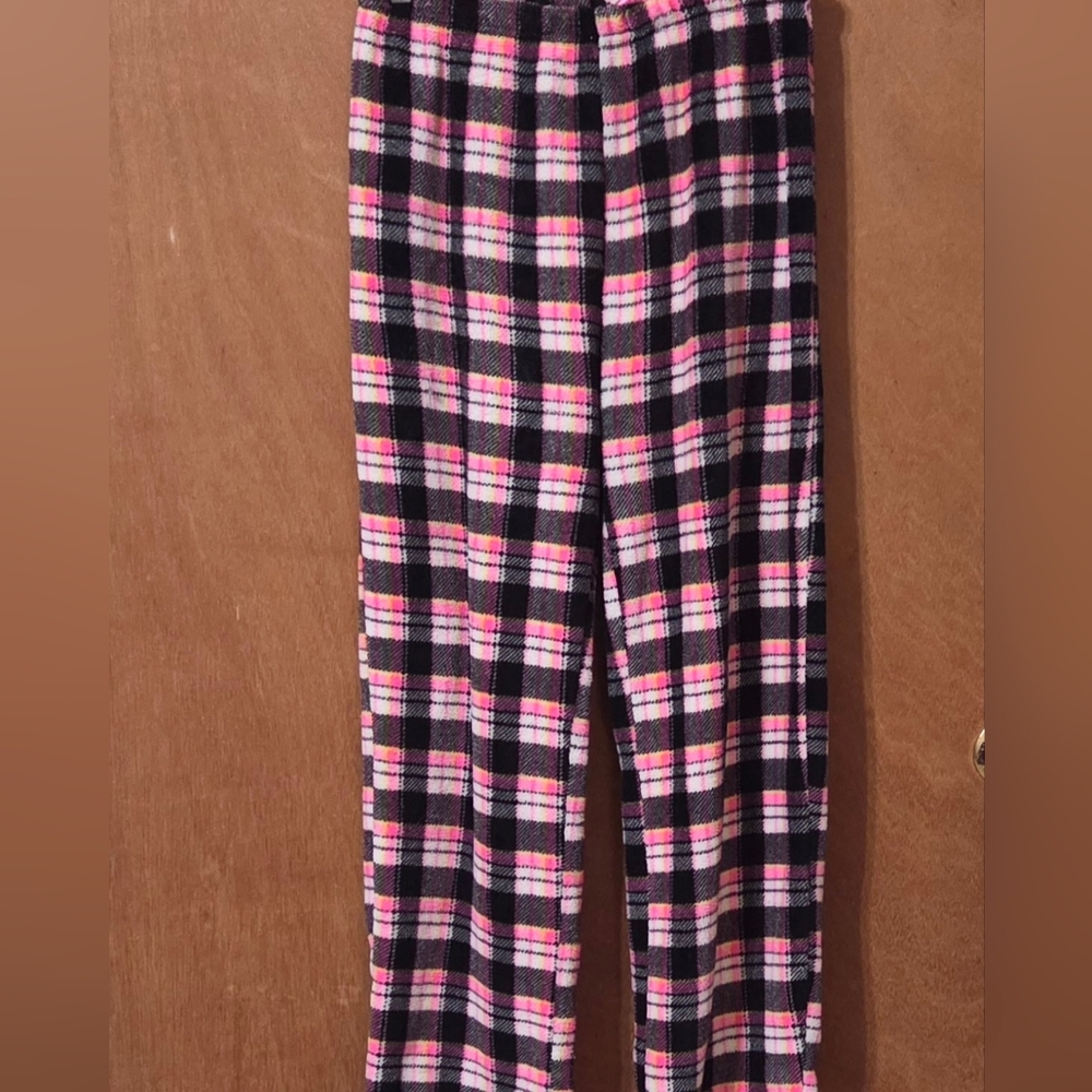 Cozy Pink, Black, Yellow & White Plaid Fleece Pajama Pants Size 1X